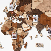 Load image into Gallery viewer, 3D Wooden World Map Multicolor Walnut
