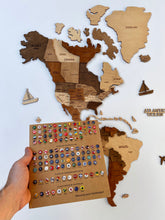 Load image into Gallery viewer, 3D Wooden World Map Multicolor Walnut
