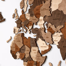 Load image into Gallery viewer, 3D Wooden World Map Multicolor Walnut
