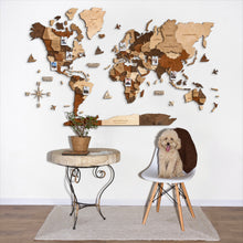 Load image into Gallery viewer, 3D Wooden World Map Multicolor Walnut
