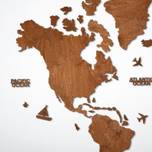 Load image into Gallery viewer, 2D Wooden World Map Mahogany
