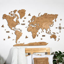 Load image into Gallery viewer, 2D Wooden World Map Oak
