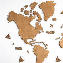 Load image into Gallery viewer, 2D Wooden World Map Oak
