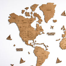 Load image into Gallery viewer, 2D Wooden World Map Oak
