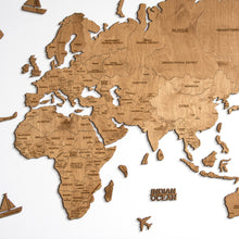 Load image into Gallery viewer, 2D Wooden World Map Oak
