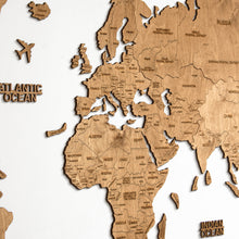 Load image into Gallery viewer, 2D Wooden World Map Oak
