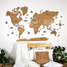 Load image into Gallery viewer, 2D Wooden World Map Oak
