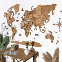 Load image into Gallery viewer, 3D Wooden World Map Oak
