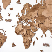 Load image into Gallery viewer, 3D Wooden World Map Oak
