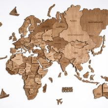 Load image into Gallery viewer, 3D Wooden World Map Oak
