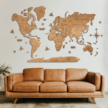 Load image into Gallery viewer, 2D Wooden World Map Oak
