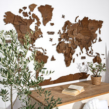 Load image into Gallery viewer, 3D Wooden World Map Dark Walnut
