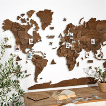 Load image into Gallery viewer, 3D Wooden World Map Dark Walnut
