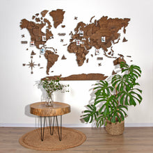 Load image into Gallery viewer, 3D Wooden World Map Dark Walnut
