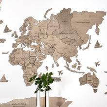 Load image into Gallery viewer, 3D Wooden World Map Grey
