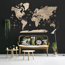 Load image into Gallery viewer, 3D Wooden World Map Grey
