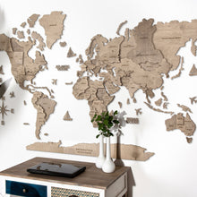 Load image into Gallery viewer, 3D Wooden World Map Grey
