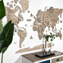 Load image into Gallery viewer, 3D Wooden World Map Grey
