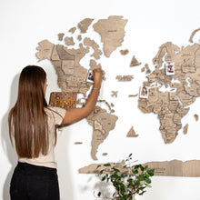 Load image into Gallery viewer, 3D Wooden World Map Grey
