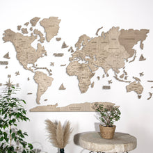 Load image into Gallery viewer, 2D Wooden World Map Grey
