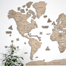 Load image into Gallery viewer, 2D Wooden World Map Grey
