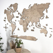 Load image into Gallery viewer, 2D Wooden World Map Grey
