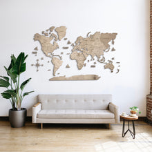 Load image into Gallery viewer, 2D Wooden World Map Grey
