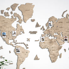 Load image into Gallery viewer, 2D Wooden World Map Grey
