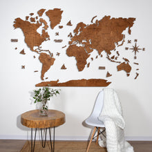 Load image into Gallery viewer, 2D Wooden World Map Mahogany
