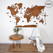 Load image into Gallery viewer, 2D Wooden World Map Mahogany
