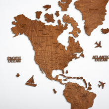 Load image into Gallery viewer, 2D Wooden World Map Mahogany
