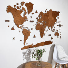 Load image into Gallery viewer, 2D Wooden World Map Mahogany
