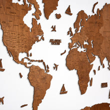 Load image into Gallery viewer, 2D Wooden World Map Mahogany
