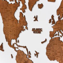 Load image into Gallery viewer, 2D Wooden World Map Mahogany
