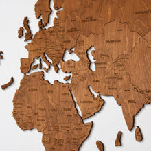 Load image into Gallery viewer, 2D Wooden World Map Mahogany
