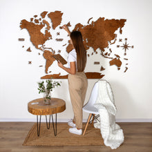 Load image into Gallery viewer, 2D Wooden World Map Mahogany
