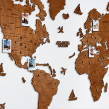 Load image into Gallery viewer, 2D Wooden World Map Mahogany
