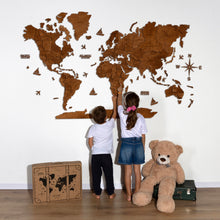 Load image into Gallery viewer, 3D Wooden World Map Mahogany
