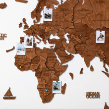 Load image into Gallery viewer, 3D Wooden World Map Mahogany
