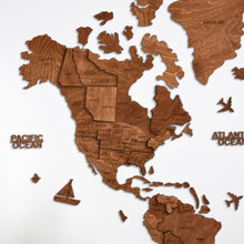 Load image into Gallery viewer, 3D Wooden World Map Mahogany
