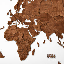 Load image into Gallery viewer, 3D Wooden World Map Mahogany
