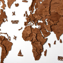 Load image into Gallery viewer, 3D Wooden World Map Mahogany
