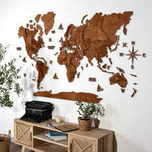 Load image into Gallery viewer, 3D Wooden World Map Mahogany
