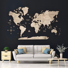 Load image into Gallery viewer, 2D Wooden World Map Grey
