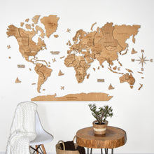 Load image into Gallery viewer, 3D Wooden World Map Light
