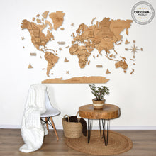 Load image into Gallery viewer, 3D Wooden World Map Light
