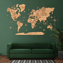 Load image into Gallery viewer, 3D Wooden World Map Light
