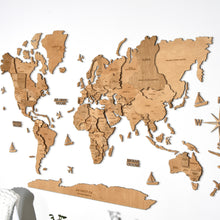 Load image into Gallery viewer, 3D Wooden World Map Light
