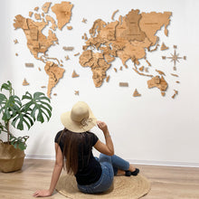 Load image into Gallery viewer, 3D Wooden World Map Light
