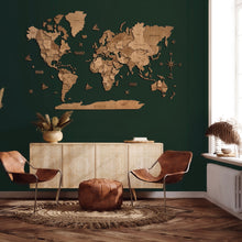 Load image into Gallery viewer, 3D Wooden World Map Oak
